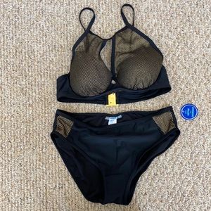 Swimsuits For All - Black and Gold Two-Piece